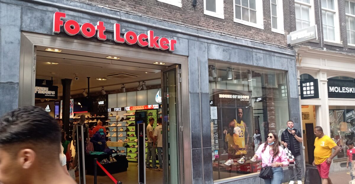A small local Foot Locker-branded shoe store that is located in the Amstellander city of Amsterdam North Holland