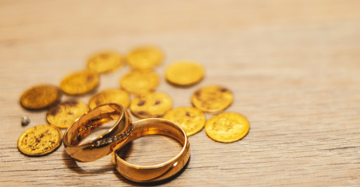 two gold-colored rings