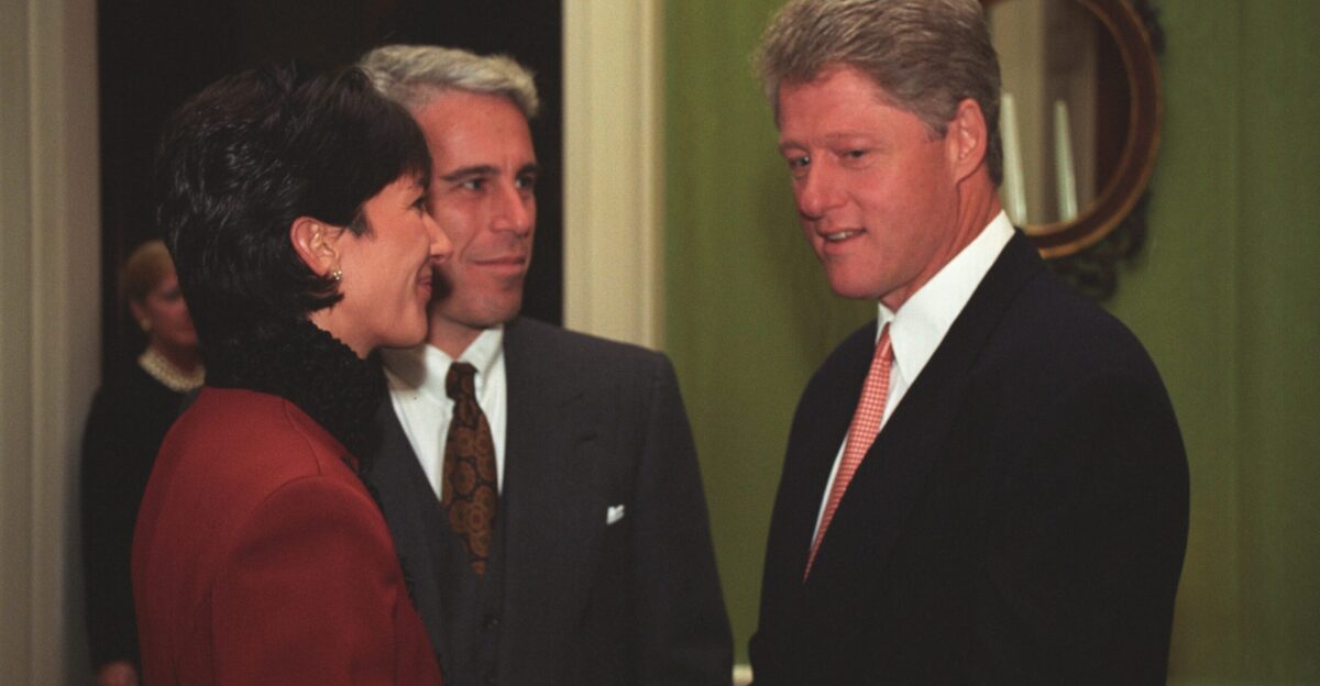 According to the William J Clinton Presidential Library and Museum these pictures were captured by White House photographer Ralph Alswang on Sept 29 1993 Epstein and Maxwell were photographed speaking with Clinton after the president made remarks at an event for donors to the White House restoration project