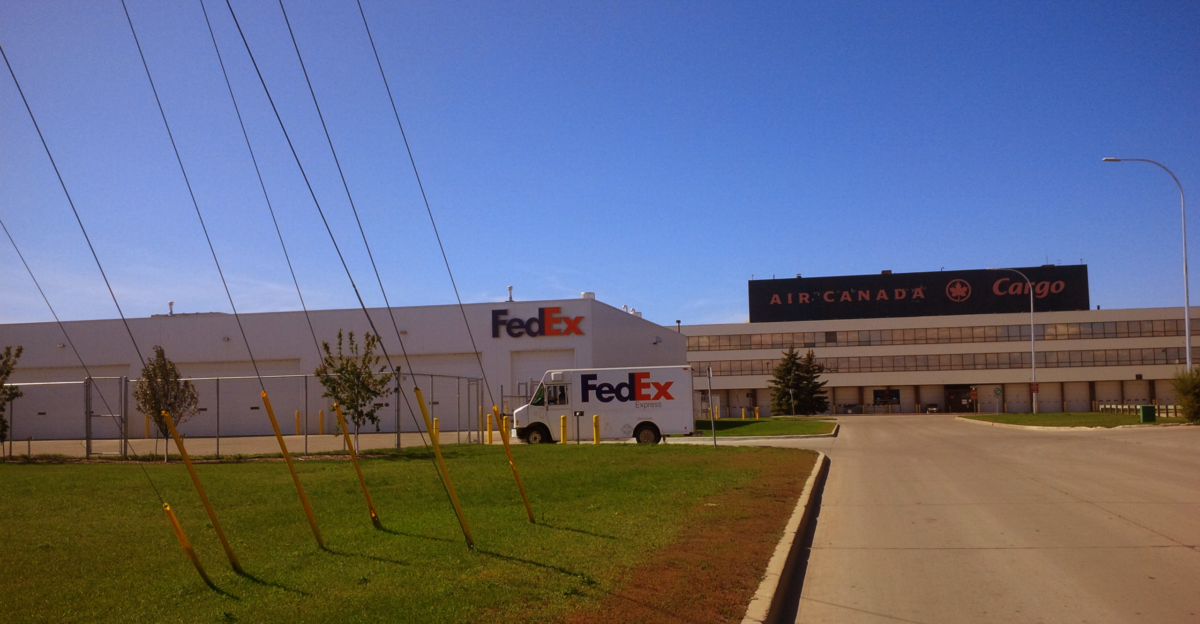 Two cargo buildings at the Winnipeg Int l Airport