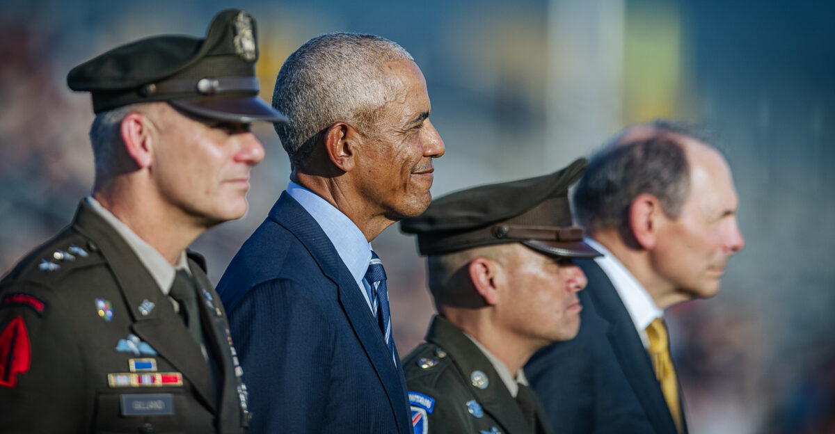 The 2024 Sylvanus Thayer Award recipient was 44th United States President Barack Obama who watched as the Corps of Cadets conducted their Pass and Review on September 19 2024 at the United States Military Academy Photo by Jorge Garcia