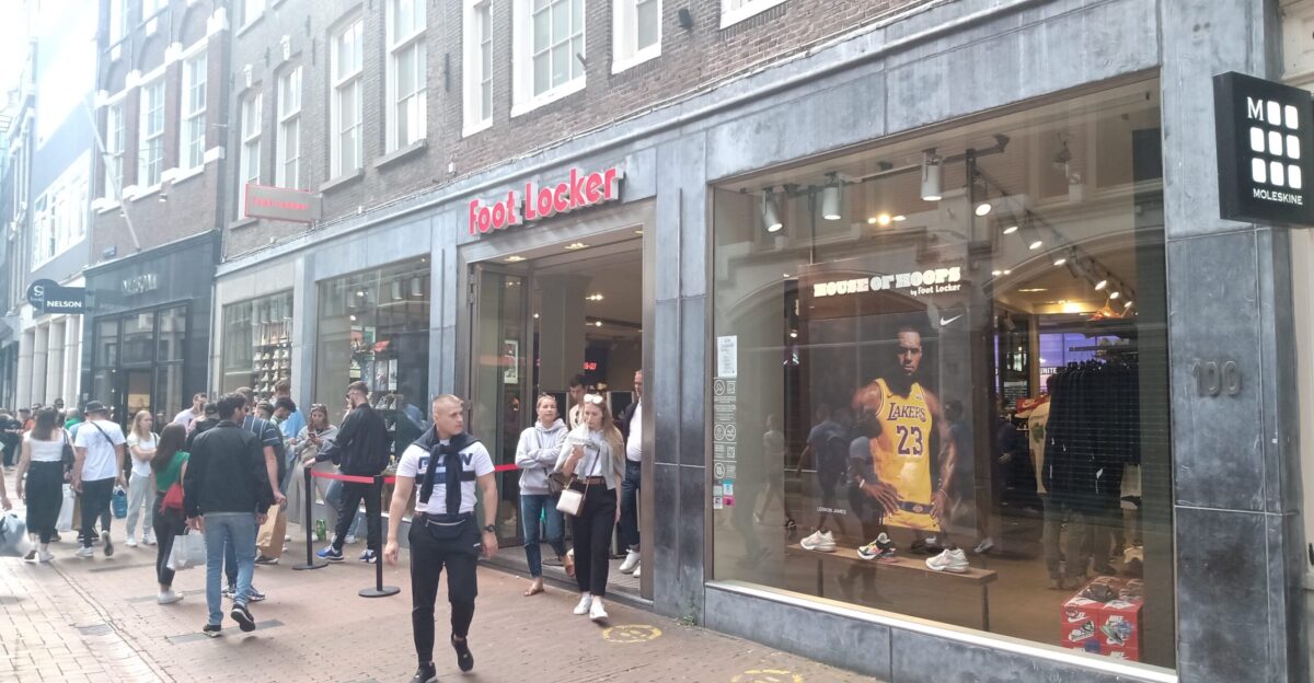 A small local Foot Locker-branded shoe store that is located in the Amstellander city of Amsterdam North Holland