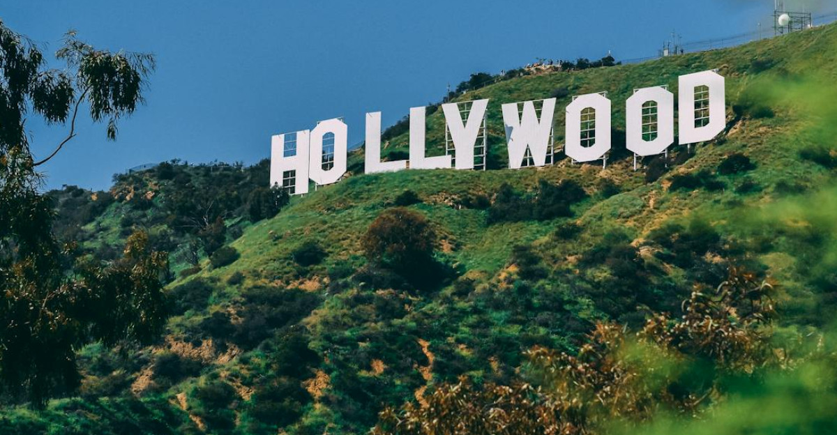 A scenic view of the famous Hollywood sign on a sunny day in Los Angeles
